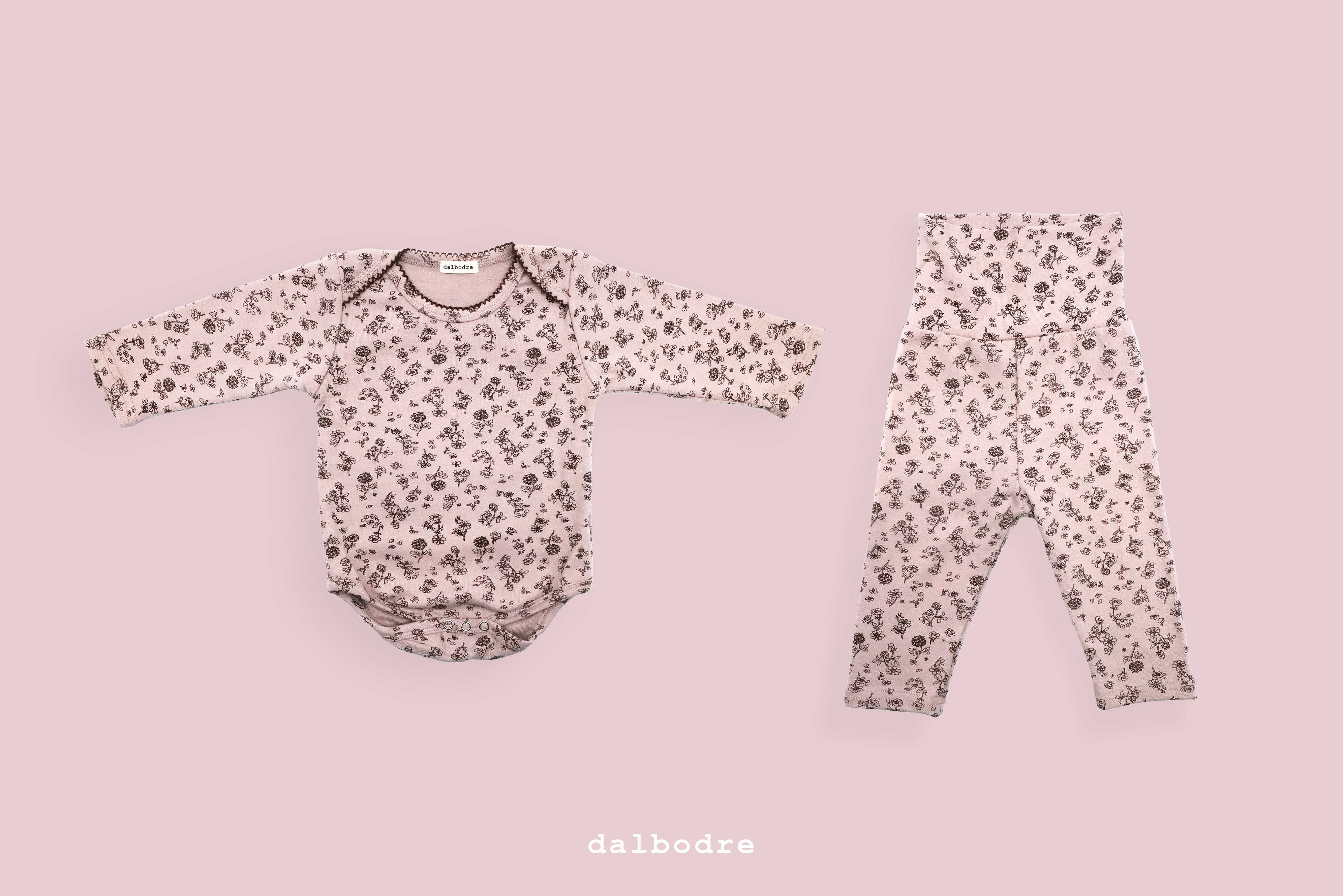 Floral Long-Sleeve Bodysuit and High-Waist Leggings Set