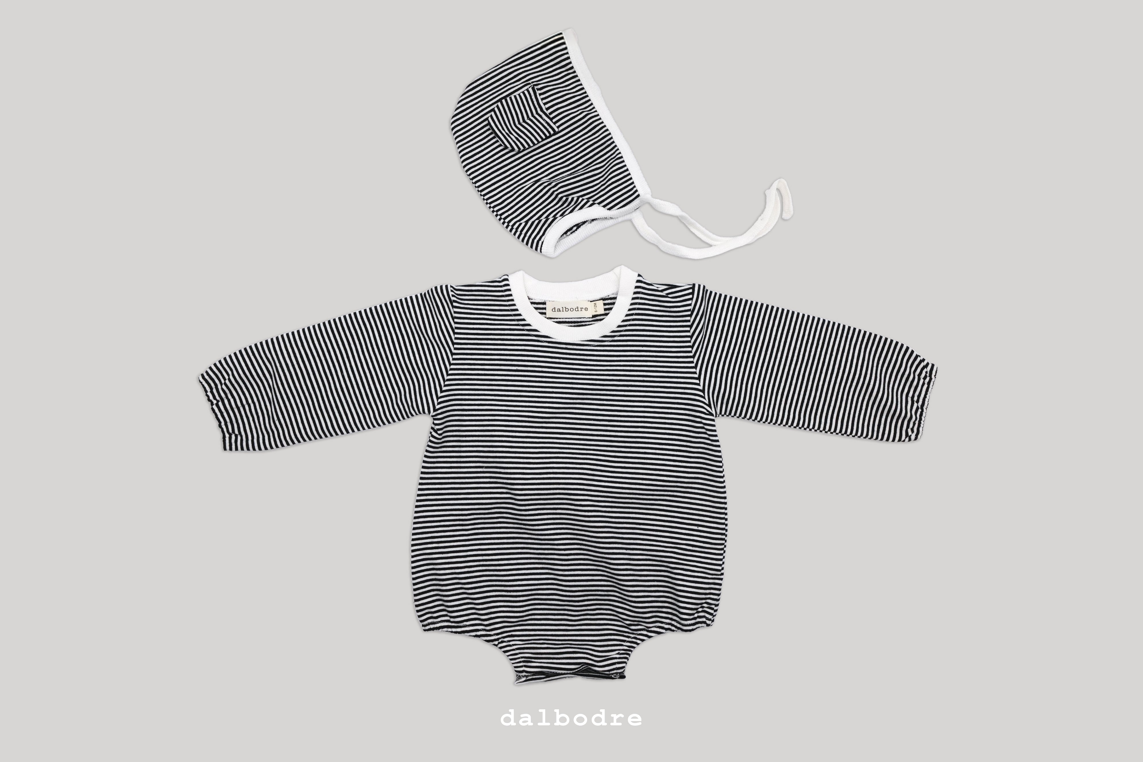 Striped Serenity Bodysuit and Bonnet Set