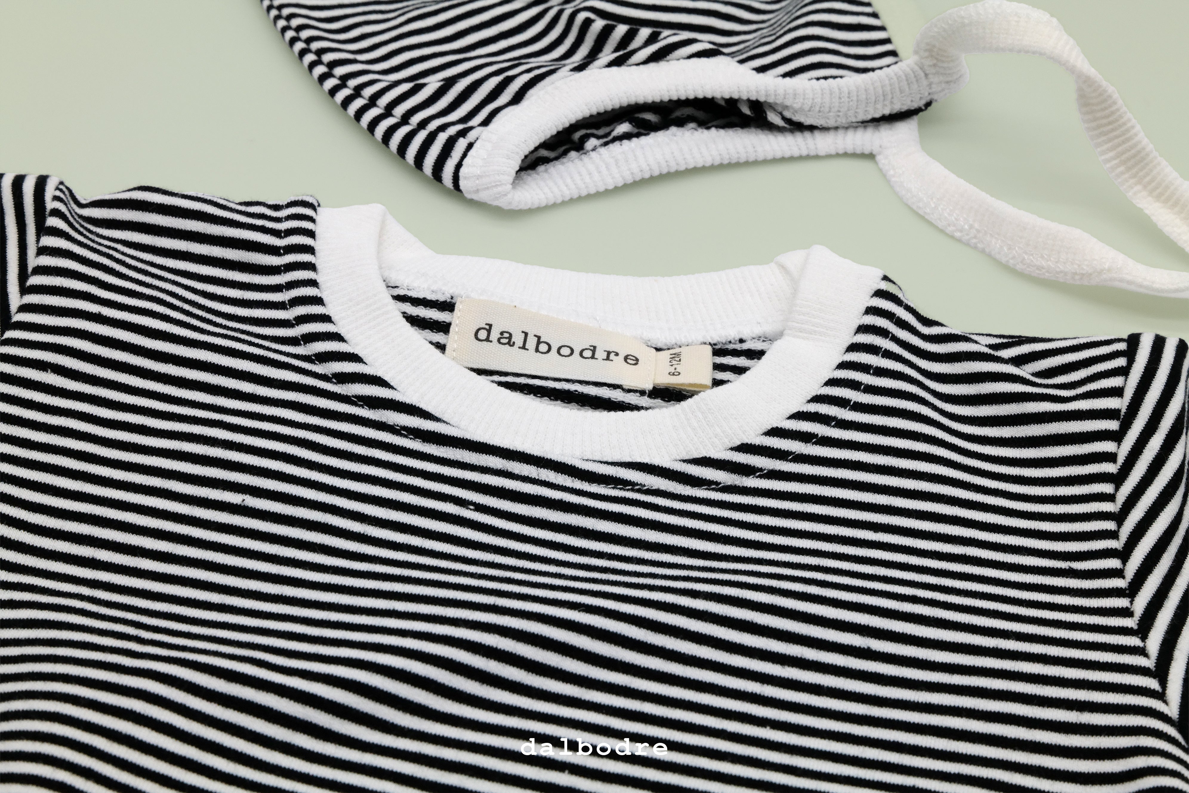 Striped Serenity Bodysuit and Bonnet Set