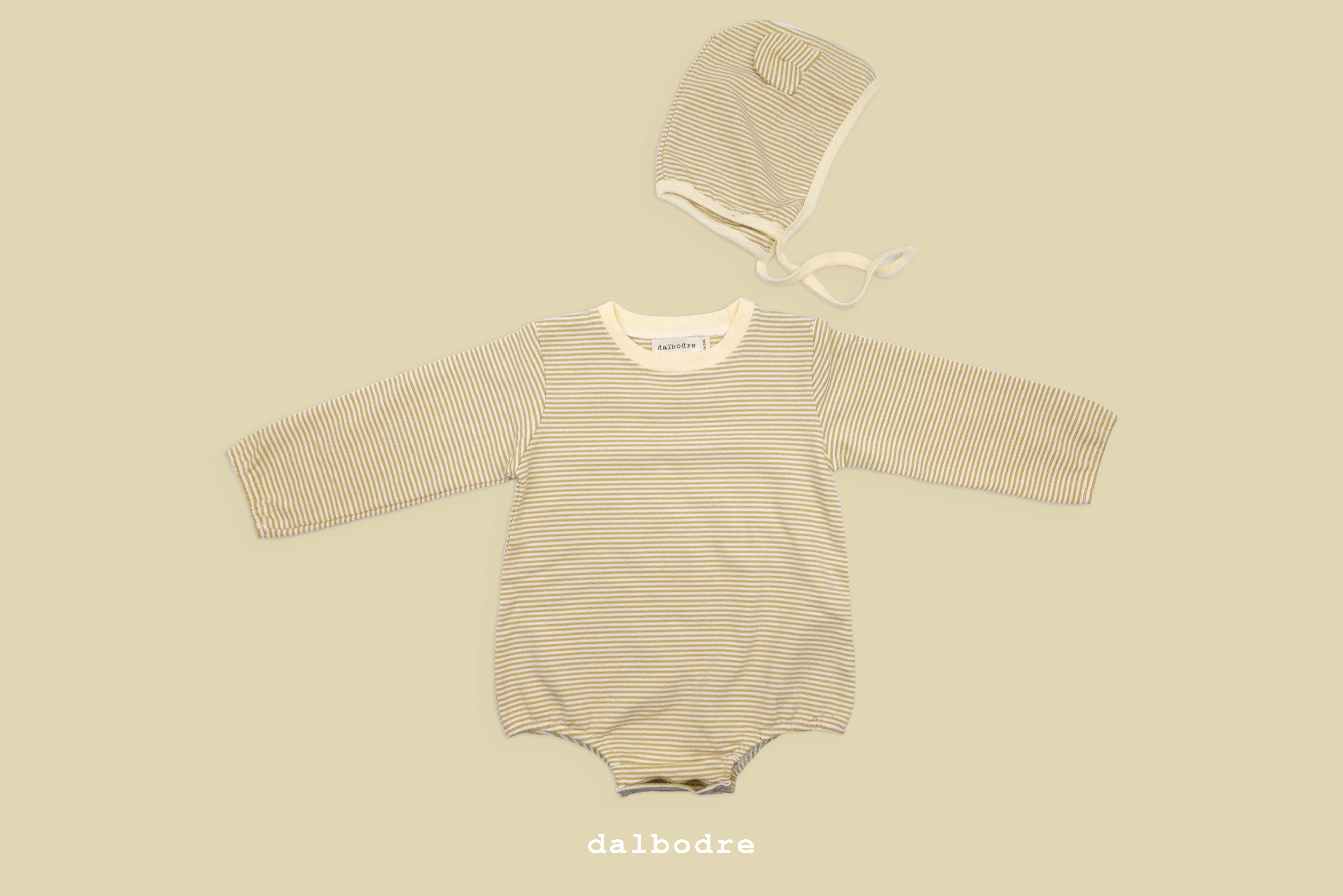 Striped Serenity Bodysuit and Bonnet Set